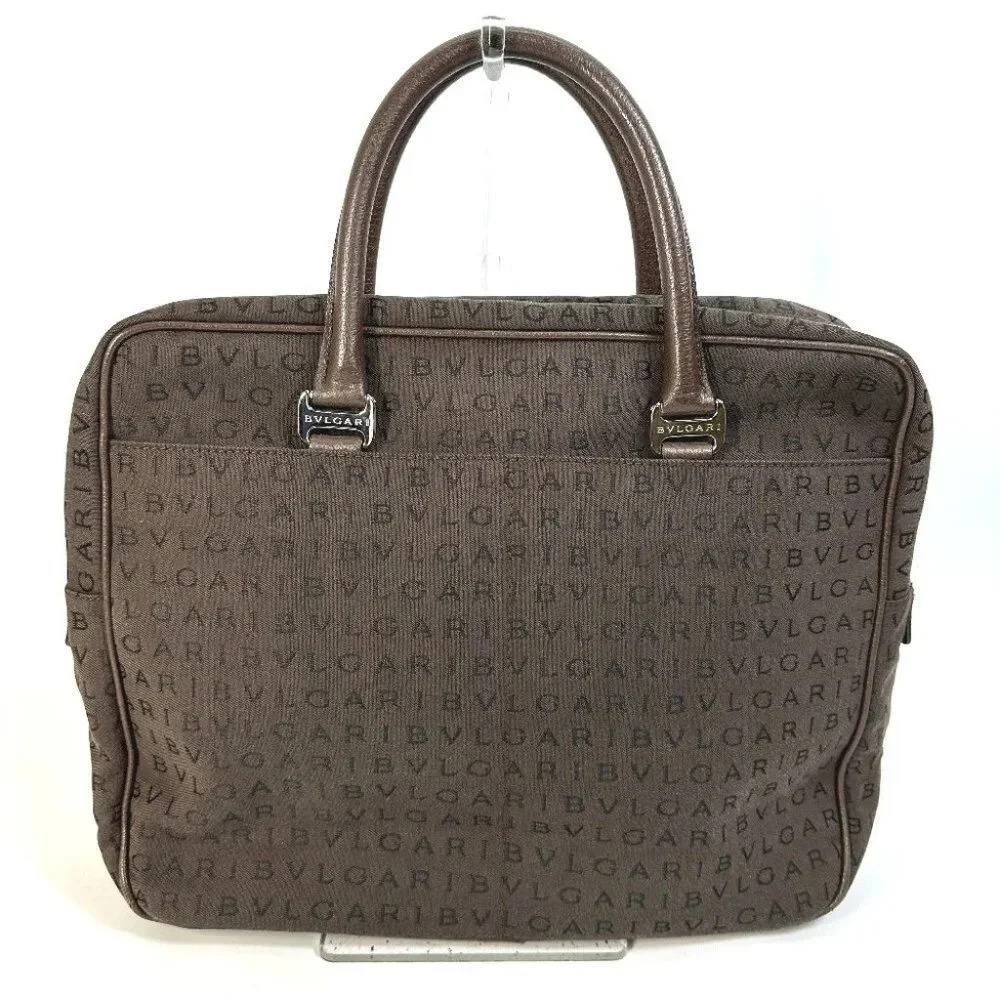 BVLGARI Hand Bag Logo mania briefcase bag Business bag Canvas Brown/Orange